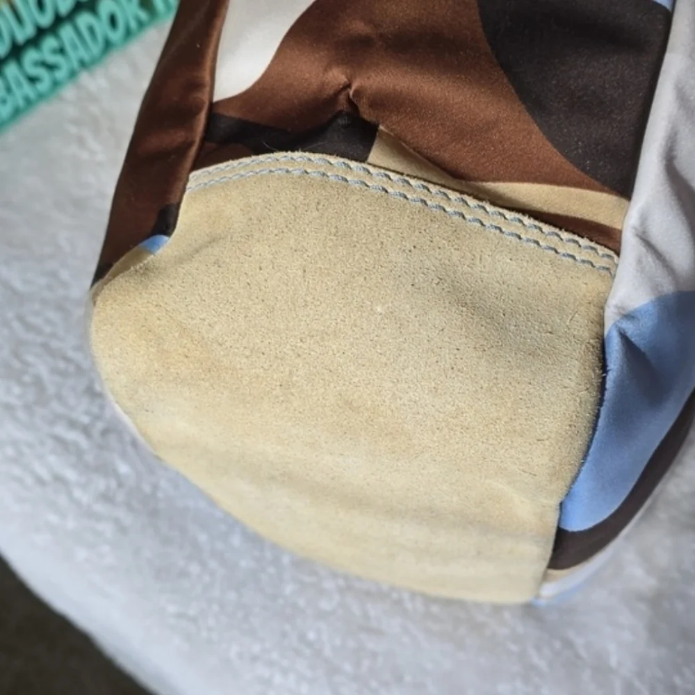 Coach Hamptons OP ART Scarf Print, Suede And Leather Tote CO6M - 10116 Vintage - Picture 6 of 13